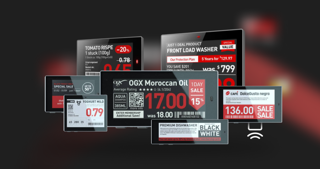 Etiquetas eletrónicas no retalho: várias etiquetas eletrónicas de várias dimensões